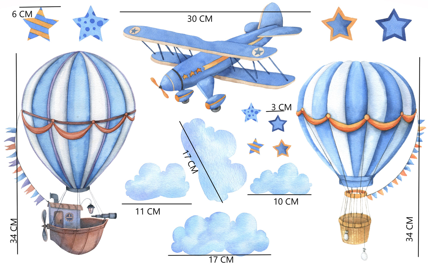 Hot air balloons - aeroplane wall stickers