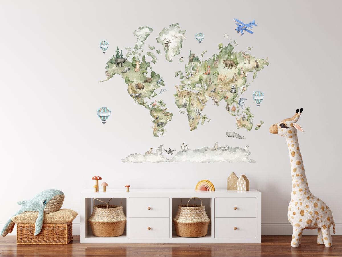 File Sticker Map Drawing World Map wall stickers – claleo-wall